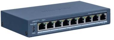 9 portos PoE switch (60 W); 8 PoE + 1 uplink port; menedzselhető