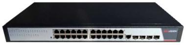 28 portos switch; 24 Gbit port + 4 SFP uplink port; teljesen menedzselhető