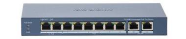 10 portos PoE switch (120 W); 2 HiPoE + 6 PoE+; + 2 uplink port; nem menedzselhető