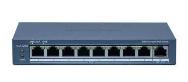 9 portos PoE switch (110 W); 8 PoE + 1 uplink port; smart menedzselhető