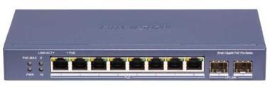 10 portos Gbit PoE switch (110 W); 8 PoE + 2 SFP uplink port; smart menedzselhető