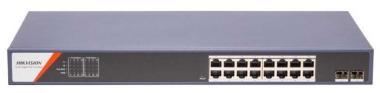 18 portos Gbit PoE switch (230 W); 16 PoE + 2 SFP uplink port; smart menedzselhető