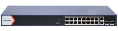 20 portos Gbit PoE switch (125 W); 16 PoE +2 RJ45 uplink port +2 SFP uplink port; menedzselhető
