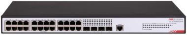 28 portos switch; L3; 24 1000M RJ45 + 4 1000M SFP; menedzselhető