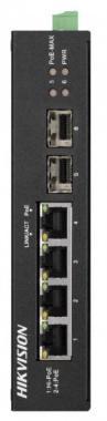 6 portos ipari Gbit PoE switch (60 W); 3 PoE+ / 1 HiPoE / 2 SFP uplink port; nem menedzselhető