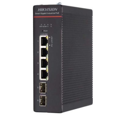 6 portos ipari PoE switch (300 W); 4 PoE+/ 2 SFP uplink; menedzselhető; táp nélkül