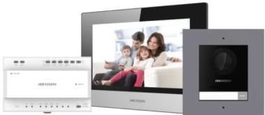 Kétvezetékes IP video-kaputelefon szett: kültéri, fekete beltéri, disztribútor-, tápegység