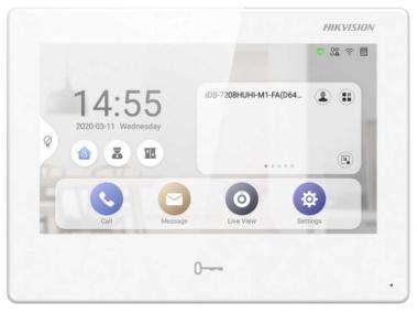 Android IP video-kaputelefon beltéri egység; 7 LCD kijelző; 1024x600 felbontás; WiFi; 12VDC/PoE