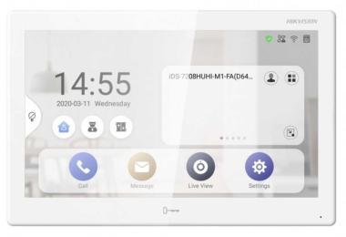 Android IP video-kaputelefon beltéri egység; 10 IPS kijelző; 1024x600 felbontás; WiFi; 12VDC/PoE