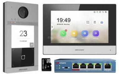 Egylakásos IP video-kaputelefon szett; DS-KV8113-WME1(C)+DS-KH6320-WTE1 + PoE switch
