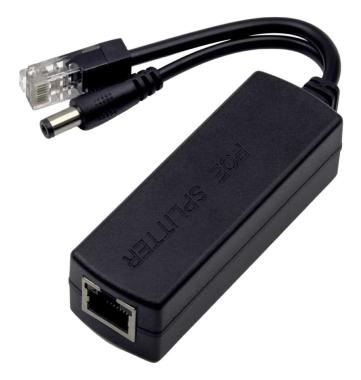 12V PoE splitter, PoE bemenet / 12VDC+10/100 Ethernet kimenet; max. 30W