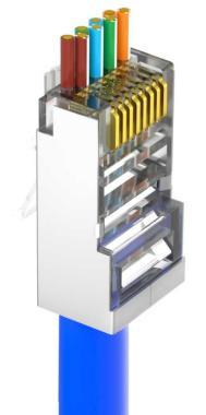 Árnyékolt RJ45 csatlakozó; Cat6; átfűzhető; fali és patch kábelekhez; 10 db/csomag