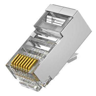 Árnyékolt RJ45 csatlakozó; Cat6; fali és patch kábelekhez; 10 db/csomag