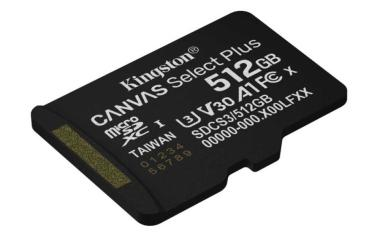 512GB microSD kártya; microSDXC; UHS-I Speed Class; U3; V30; adapter nélkül